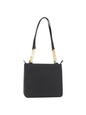 Authentic BALLY Quilted Shoulder Bag Leather Black Gold